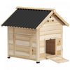 Poulailler d'exterieur PawHut, en bois naturel, avec toit ouvrant, double porte et base amovible. Convient pour 1 a 3 races de canards, utilisable a l'interieur comme a l'exterieur. Longueur : 79 cm.