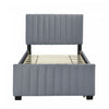Lit plateforme Ethan rembourre en velours, gain de place, avec tiroir gigogne, taille simple, gris
