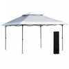 Outsunny Tente Escamotable 12' X 12' Avec Double Toit, Gris Clair Et Blanc