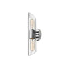 Petite lumière de coiffeuse Samantha de Dainolite en verre cannelé transparent, avec fini chromé poli et 2 ampoules