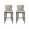 Tabouret de bar Blair moderne en bois avec revetement en tissu couleur pierre - Lot de 2