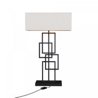 Lampe de table géométrique chic noire de 27 po avec abat-jour cylindrique