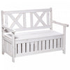 Outsunny Banc D'exterieur En Bois 2 Places Avec Coffre, Blanc