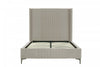 Lit complet Promenade de style mid-century moderne, rembourre en velours, coloris taupe rustique