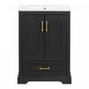 Meuble de salle de bain moderne Colin 24 pouces avec lavabo ceramique et rangement, noir