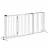Pawhut Barriere Reglable En Bois Pour Animal Domestique, Cloture Autoportante Pour Chien Pour Porte, Hall, 3 Panneaux Avec Barriere De Securite, Porte Verrouillable, Blanc, 44.5\"-65.25\" L X 14.25\" H