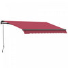 Outsunny 10x8ft Manuel Retractable Patio Sensibilisation Resistant A L'eau Pare-soleil Exterieur Pont Fenetre Porte Auvent Abri Cadre En Aluminium Rouge