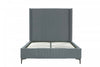 Lit complet Promenade style milieu du siecle moderne en velours gris capitonne