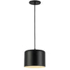 Luminaire suspendu Emilia de Dainolite avec abat-jour noir mat et blanc, fini noir mat et 1 ampoule