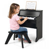 Costway Piano Numerique 25 Touches avec Pupitre, Tabouret, Touches Retroeclairees et Mode Enseignement pour Enfants des 3 Ans - Noir
