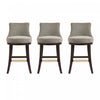 Tabouret de bar moderne Lucia en bois et chenille taupe, lot de 3