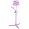 Qaba Enfants Karaoke Disco Machine Jouet Microphone Reglable Haut-parleur Stand Connecte Aux Lecteurs Mp3 Telephone Ipod Rose Clair