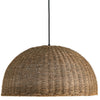 Grand luminaire suspendu Pourel de Dainolite avec abat-jour naturel, fini noir mat et 3 ampoules
