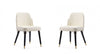 Chaise de salle a manger moderne Estelle en cuir vegetalien et bois, creme - Lot de 2