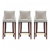 Tabouret de bar moderne en bois Shubert avec revetement en tissu gris clair - Lot de 3