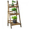 Outsunny - Support De Plantes Sureleve En Bois Rustique A 3 Niveaux, Avec Un Fond A Lattes Et Un Design Naturel Et Elegant, 16\" X 15\" X 37''