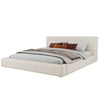 Lit plateforme rembourre Connor avec tete et pied de lit en lin, taille King, beige