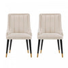 Chaise de salle a manger moderne en bois Eda avec revetement creme - Lot de 2