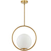 Luminaire suspendu Adrienna de Dainolite en verre blanc opale, avec fini laiton vieilli et 1 ampoule 15.75 po