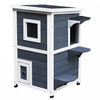 Pawhut Histoire Maison Pour Chats Exterieure, Enceinte Pour Chats Exterieure Abri Pour Chats En Bois Avec Fenetres, Plates-formes, Toit Ouvrant, Toit Asphalte, Gris