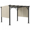 Outsunny Auvent De Pergola Retractable 10' X 10' Pour Jardin, Beige
