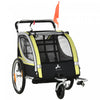 Aosom Remorque Velo Enfant 2 En 1, Poussette Bebe Avec Frein, Sac De Rangement, Drapeau De Securite, Reflecteurs Et Harnais 5 Points, Jaune