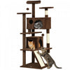 Arbre a chat 138 cm avec poteaux a griffer, niches, marron clair