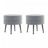 Lot de 2 poufs d’appoint rembourres style mid-century modern Bailey en gris