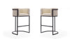 Tabouret de bar rembourre en metal style cosmopolite mi-siecle moderne, creme - Lot de 2