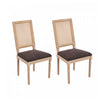 Oliver lot de 2 chaises de salle a manger en bois massif (hevea) avec assise rembourree, dossier en cannage et pieds canneles, marron