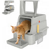 80L Stainless Steel Cat Litter Box with 180° Flip Cover