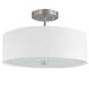 Plafonnier semi-affleuré Everly de Dainolite avec abat-jour blanc, fini chromé satiné et 3 ampoules