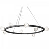 Lustre Pearlene de Dainolite en verre transparent, avec fini noir mat et 12 ampoules