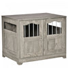 Pawhut Cage Pour Chien En Bois Avec Fenetres Multi-usage Portes Verrouillables Base Surelevee Pour Chiens De Petite Et Moyenne Taille Gris