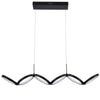 Luminaire suspendu horizontal Philo de Dainolite en silicone blanc qui diffuse la lumière, avec fini noir mat et ampoule à DEL de 50 W