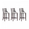 Tabouret de bar traditionnel en bois avec assise rembourree Fifth Avenue, gris clair - Lot de 3
