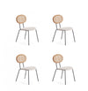 Chaise de salle a manger Jardin Industry Chic avec dossier en cannage et assise rembourree, coloris flocon d’avoine et naturel – Lot de 4