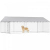 PawHut Chenil pour Grand Chien avec Toit et Verrous Securises, Structure Robuste en Acier Galvanise avec Couverture Impermeable et Resistante aux UV, 6 m x 3 m x 2,15 m