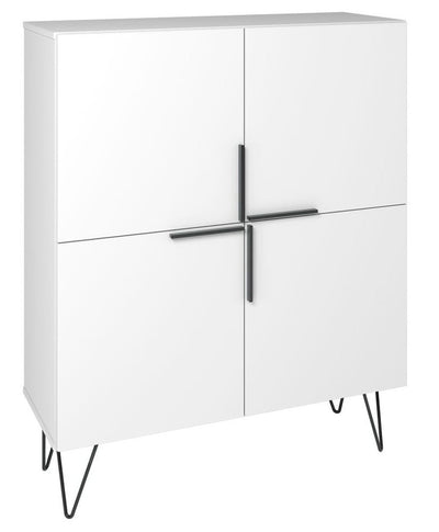 Manhattan Comfort Beekman Low 4-Shelf Accent Cabinet - White|Petite armoire décorative Beekman de Manhattan Comfort avec 4 tablettes - blanche