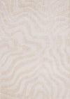 Carpette moderne, luxueuse et moelleuse Lincoln blanche à motif de courbes - 6 pi 7 po x 9 pi 6 po