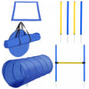 Trousse de demarrage PawHut pour l'agilite canine : ensemble d'entrainement exterieur pour animaux de compagnie comprenant un tunnel, 4 poteaux de slalom et un sauteur en hauteur.