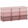 Qaba Organiseur De Jouets A 3 Niveaux Avec 9 Bacs De Rangement, Rose