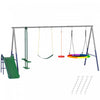 Portique 5-en-1 Qaba pour jardin avec toboggan, capacite 350 kg, multicolore