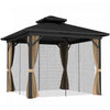 Outsunny Gazebo Exterieur En Aluminium A Toit Rigide 10x12 Pi, Brun Fonce