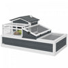 Maison pour tortue en bois avec balcon, rampe et bac, gris