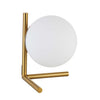 Lampe de table Folgar de Dainolite en verre blanc opale, avec fini laiton vieilli et 1 ampoule