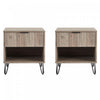 Table de nuit moderne Dumbo 20\" a rainures en gris rustique (1 tiroir) - Lot de 2