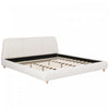 Lit Acheson Rembourre avec Tete de Lit en Lin Doux, Taille Queen - Beige