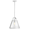 Luminaire suspendu moyen Polly de Dainolite en verre transparent, avec fini chromé poli et 1 ampoule