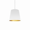 Luminaire suspendu moyen de Dainolite avec très grand abat-jour cylindrique blanc et doré, et 1 ampoule